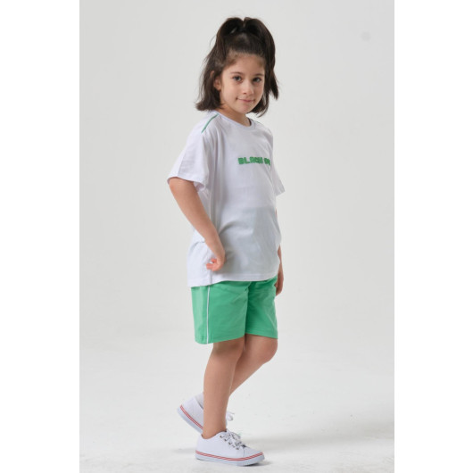 Crew Neck Printed Girls Tshirt And Shorts Set