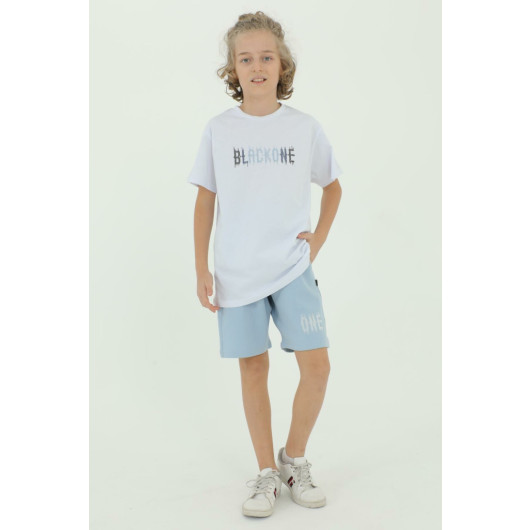 Crew Neck Boy Printed Detailed T Shirt And Shorts Two Piece Set