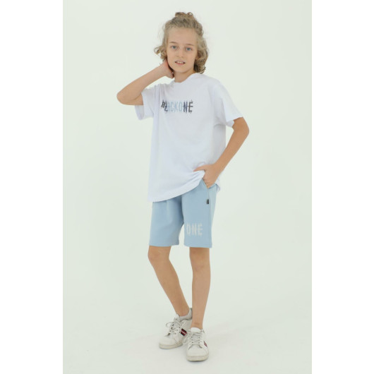 Crew Neck Boy Printed Detailed T Shirt And Shorts Two Piece Set