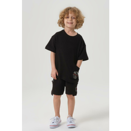 Boy Combed Waffle Fabric Bottom Top Set