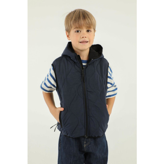 Hooded Double Pocket Boy Vest