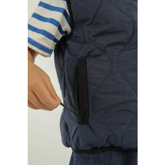 Hooded Double Pocket Boy Vest