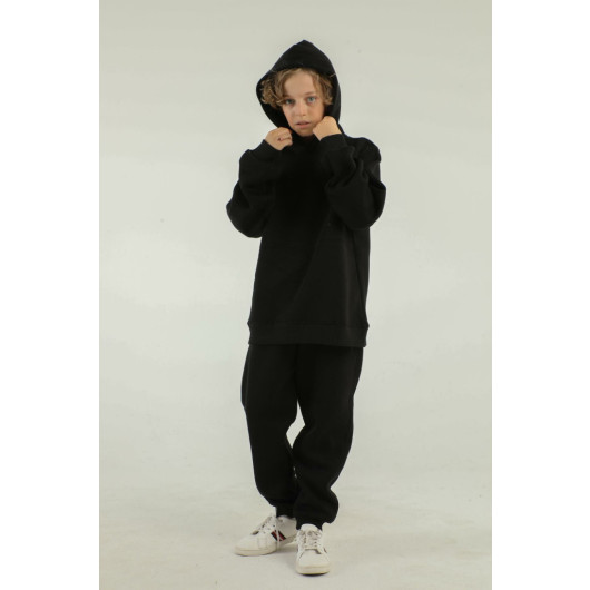 Hooded Cargo Pocket Thick Boys Tracksuit