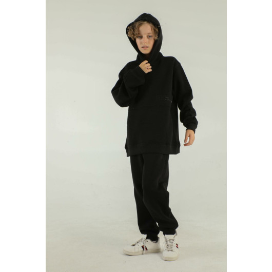 Hooded Cargo Pocket Thick Boys Tracksuit