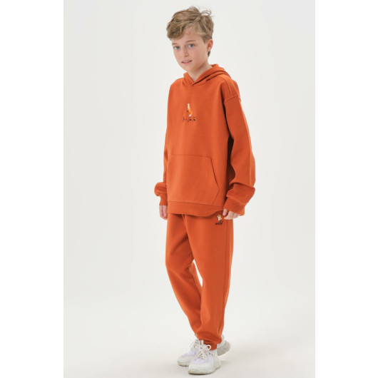 Hooded Embroidered Detailed Boy Tracksuit