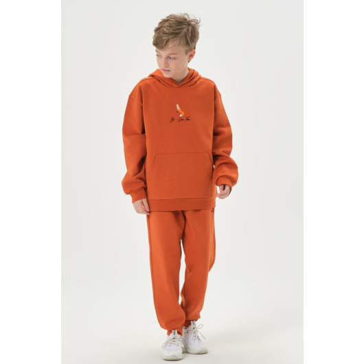 Hooded Embroidered Detailed Boy Tracksuit