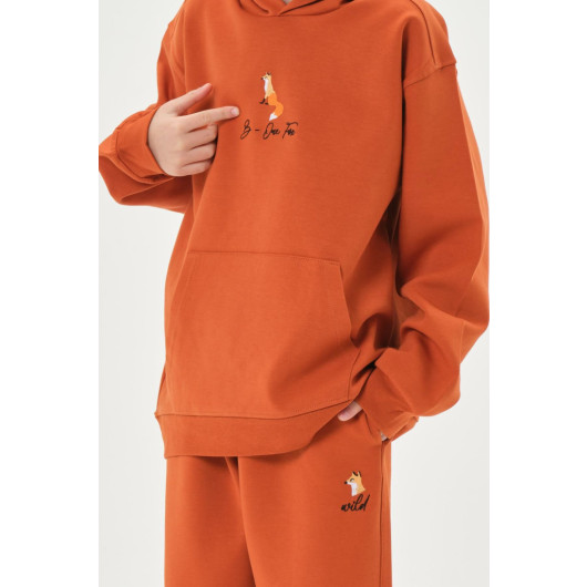 Hooded Embroidered Detailed Boy Tracksuit