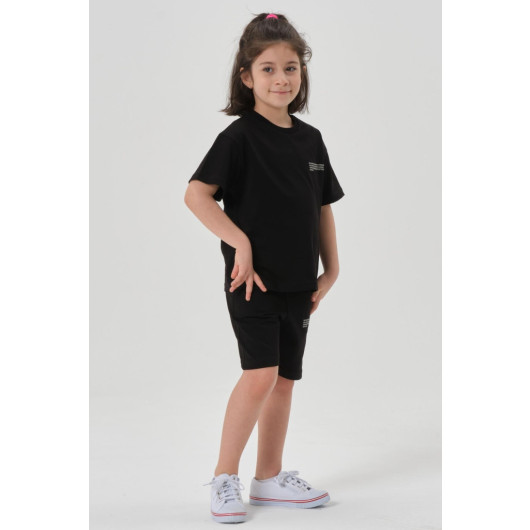 Girl Child Top And Bottom Crew Neck Shorts Set