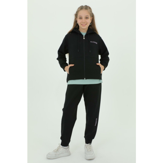 Girls Three Piece Set Printed Detailed Tracksuit