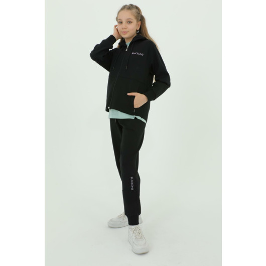 Girls Three Piece Set Printed Detailed Tracksuit