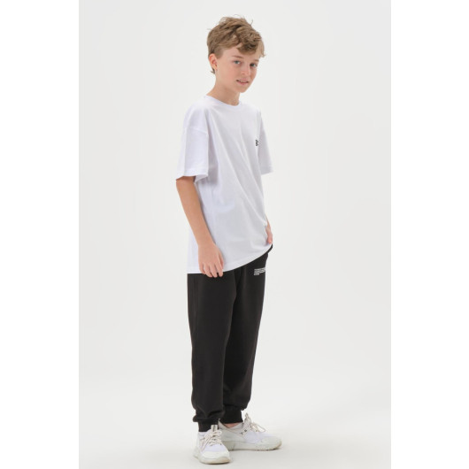 Combed Printed Detailed Pocket Elastic Waist Boys Tracksuit