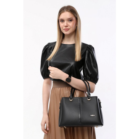 Molded Women's Black Shoulder And Crossbody Bag