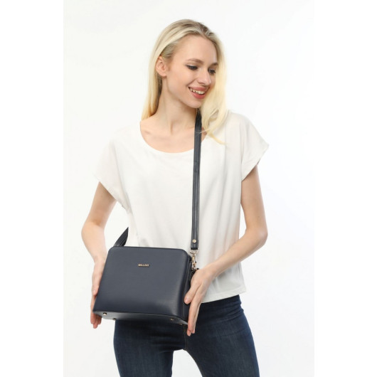 Women's Navy Blue Hand Shoulder And Crossbody Bag With Two Straps