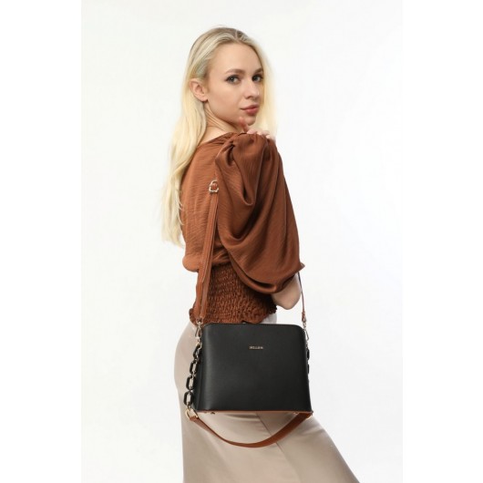 Women's Black-Tank Hand Shoulder And Crossbody Bag With Two Straps