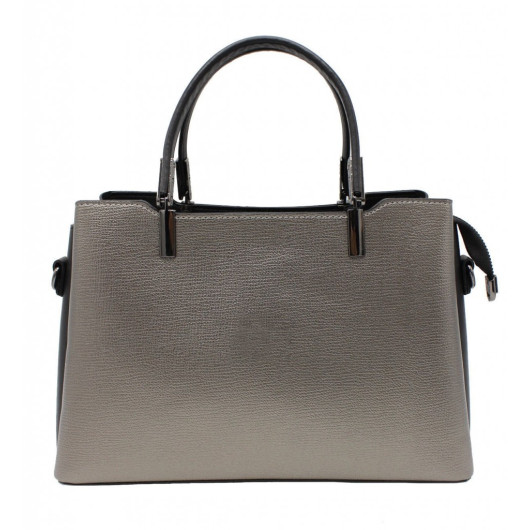 Women's Hand-Shoulder Bag 3 Compartments Grey-Black