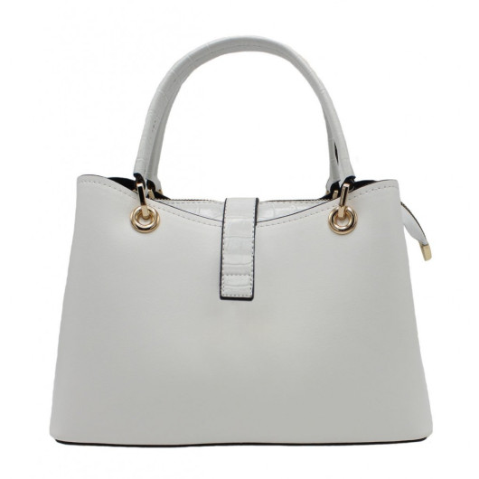 Women's Hand Shoulder And Crossbody Bag Lock Accessory White