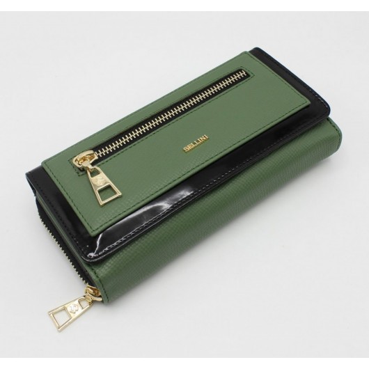 Women's Wallet Multi-Compartment Green-Black
