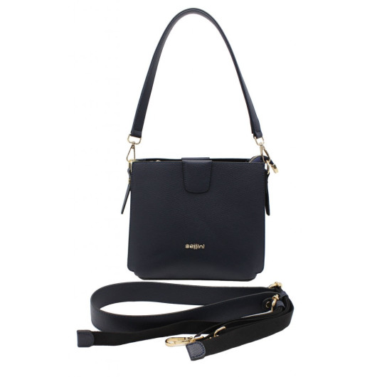 Women's Shoulder And Crossbody Bag With Two Straps Navy Blue