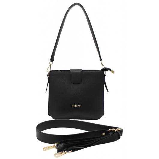 Women's Shoulder And Crossbody Bag With Two Straps Black