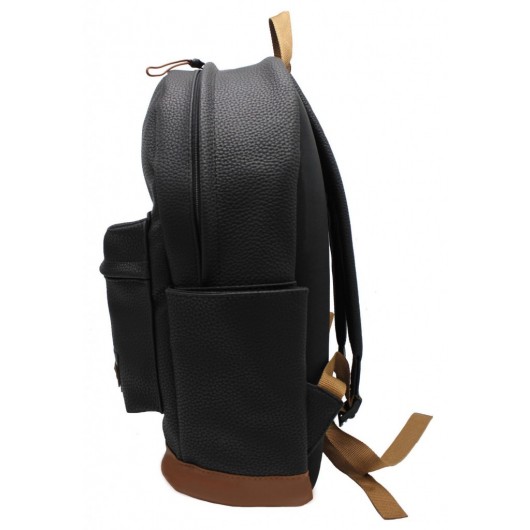 Two-Compartment Unisex Black Backpack