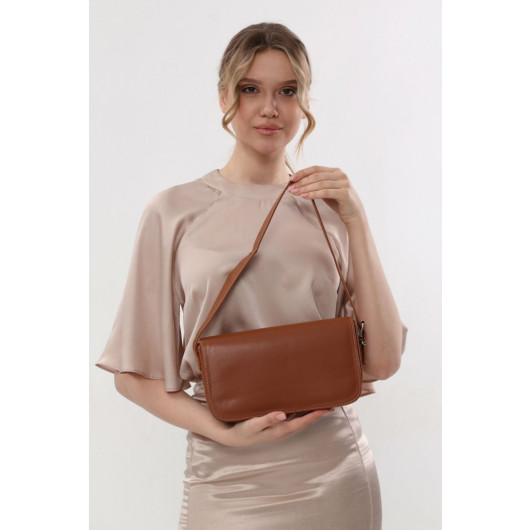 Women's Baguette Shoulder Bag Clamshell Taba