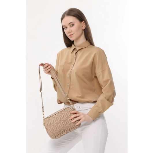 Women's Shoulder And Crossbody Bag Embroidered Chain Strap Mink
