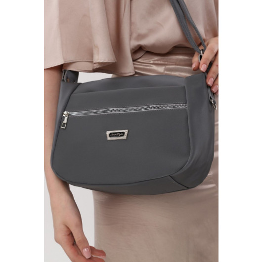 Women's Shoulder And Crossbody Bag Satin Fabric Multi Pocket Gray