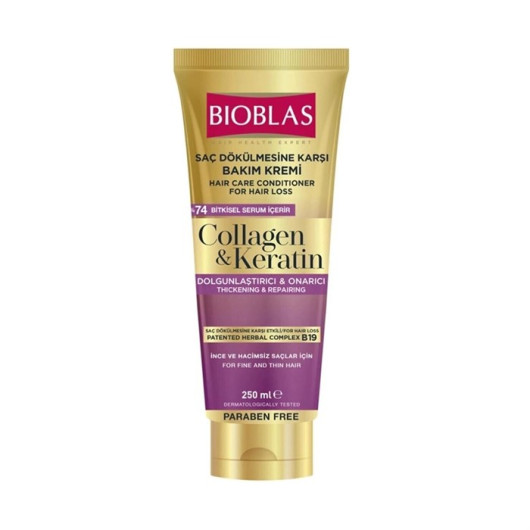 Bioblas Hair Care Cream Collagen Keratin Effective Against Hair Loss 200 Ml