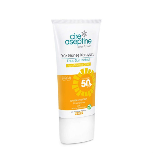 Cire Aseptine Face Sunscreen Cream Dry And Normal Skin +50 Spf 50 Ml