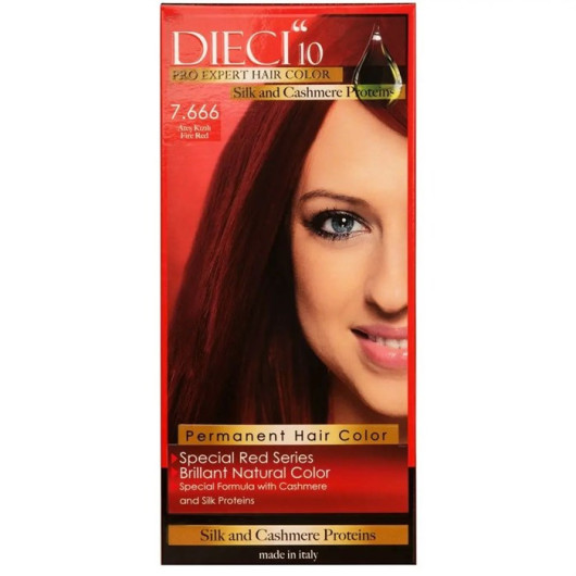 Dieci10 Eco Kit Hair Color 7.666 Fire Red 50 Ml