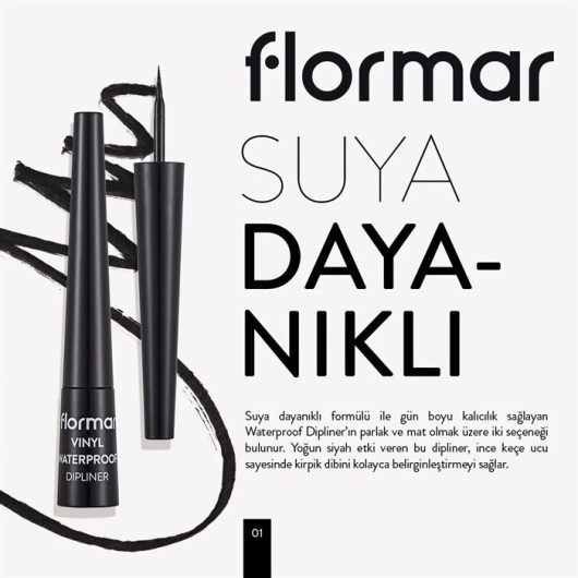 Flormar Dipliner - Vinly Waterproof Glossy Black