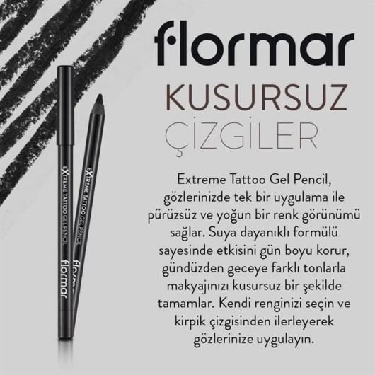 Flormar Eye Pencil Extreme Tattoo Gel Pencil No 06 Onyx Black