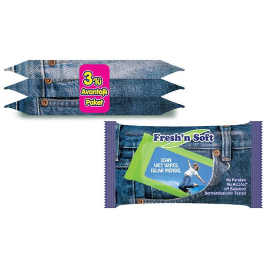 Fresh'n Soft Jeans Wet Pocket Wipes 3-Pack