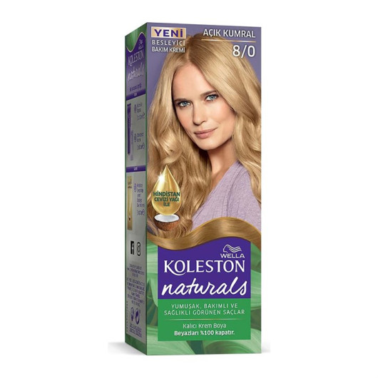 Koleston Naturals Set Permanent Hair Color Cream 8.0 Light Auburn