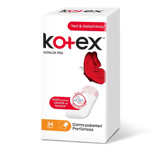 Kotex Daily Pads Thin And Perfume-Free 34 Pcs