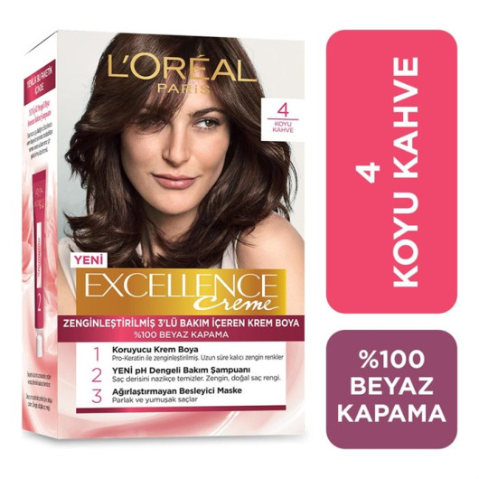 Loreal Paris Excellence Cream Hair Dye 4/0 Dark Brown