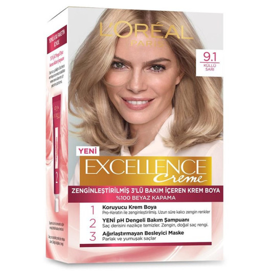 Loreal Paris Excellence Hair Color Cream 9.1 Ash Blonde