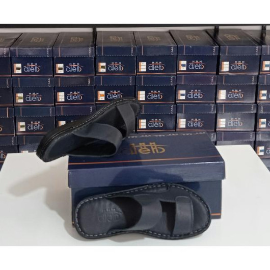 Men's Sandals Made Of Premium Genuine Leather, Comfortable First Class, Navy