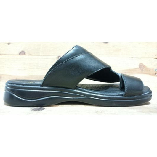 Elegant Men's Sandal Made Of First Class Natural Leather With A Medical Sole - Black