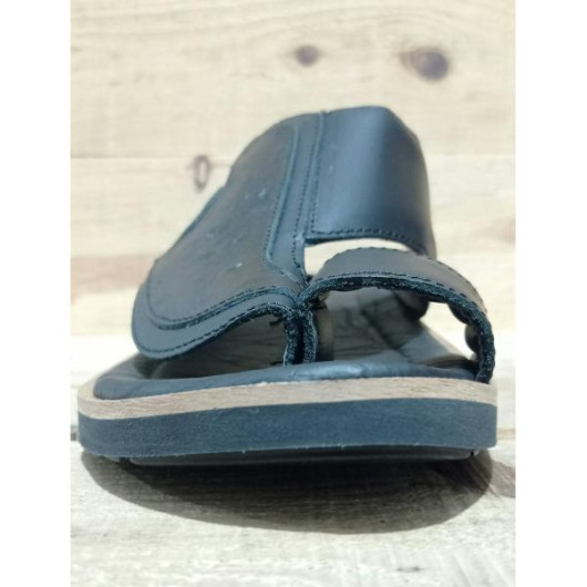 Men's Sandal Made Of Luxurious Natural Leather With A First-Class Medical Sole - Black