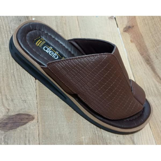 Men's First Class Premium Genuine Leather Sandal - Dark Brown