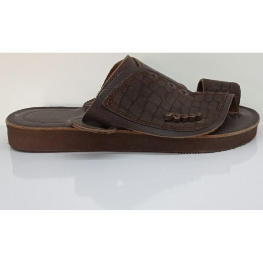 Men's First-Class Luxury Genuine Leather Sandal With A Brown Toe Design
