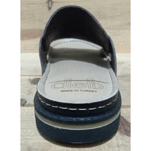 Men's Sandal Made Of First Class Natural Leather With A Medical Sole - Dark Brown Color