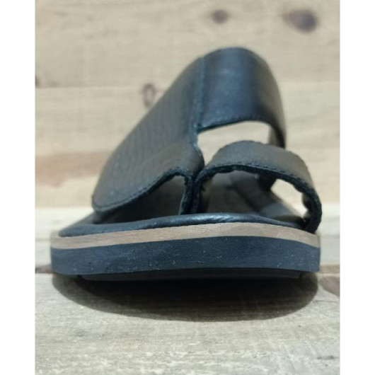 Men's Sandal Made Of First Class Luxury Genuine Leather - Black