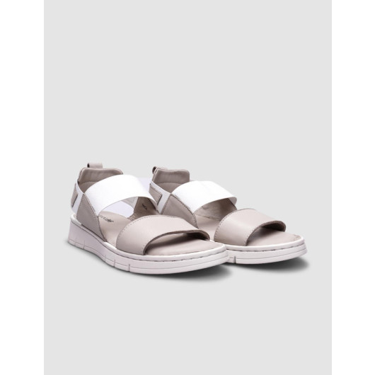 Women's Beige Everyday Sandal Made Of  Genuine Leather