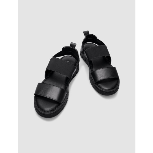 Women's Everyday Black Sandal Made Of Genuine Leather