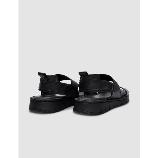 Women's Everyday Black Sandal Made Of Genuine Leather