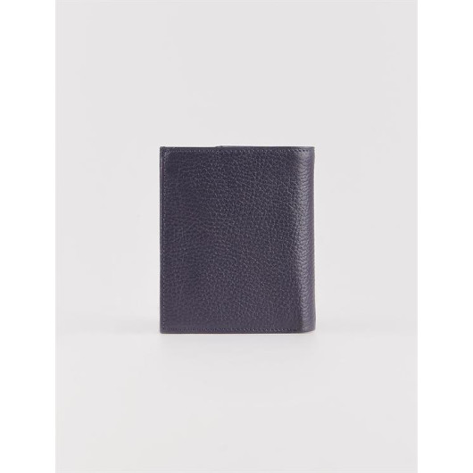 Unlined Genuine Leather Navy Blue Men's Wallet