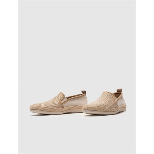 Beige Straw Detailed Men's Casual Shoes