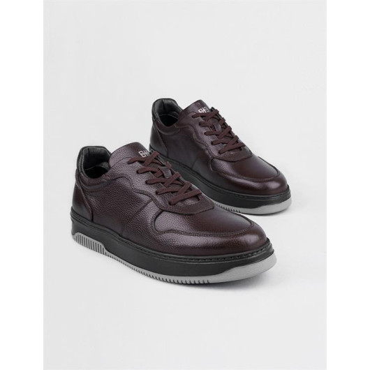 Berlin Lace-Up Genuine Leather Brown Men's Sneakers